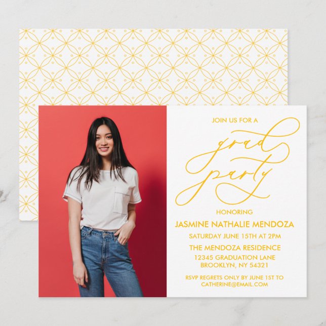 SIMPLE WHIMSICAL CALLIGRAPHY GRADUATION INVITATION (Front/Back)