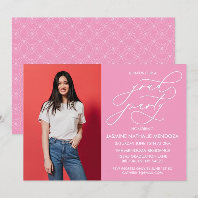 SIMPLE WHIMSICAL CALLIGRAPHY GRADUATION INVITATION (Front/Back)
