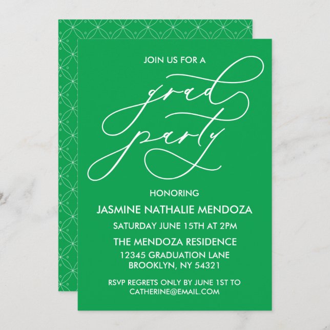SIMPLE WHIMSICAL CALLIGRAPHY GRADUATION INVITATION (Front/Back)