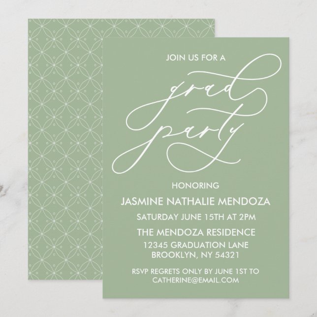SIMPLE WHIMSICAL CALLIGRAPHY GRADUATION INVITATION (Front/Back)