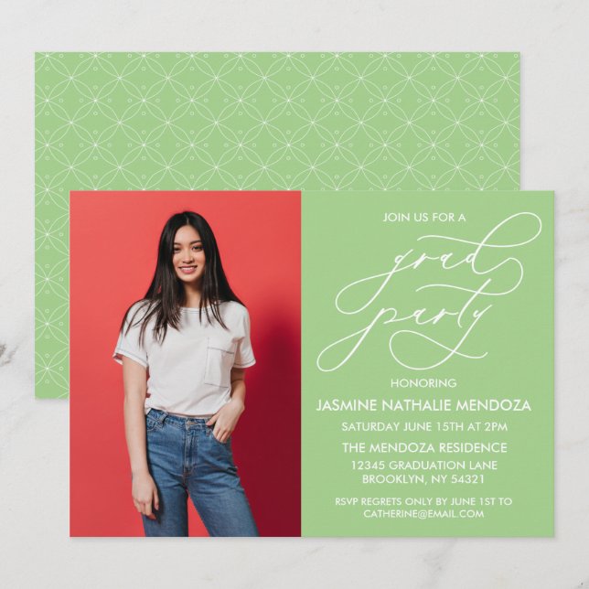 SIMPLE WHIMSICAL CALLIGRAPHY GRADUATION INVITATION (Front/Back)