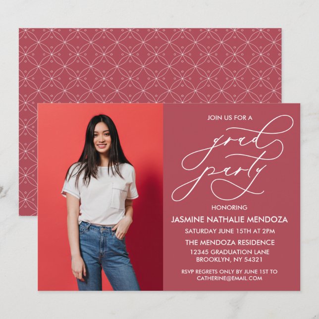 SIMPLE WHIMSICAL CALLIGRAPHY GRADUATION INVITATION (Front/Back)