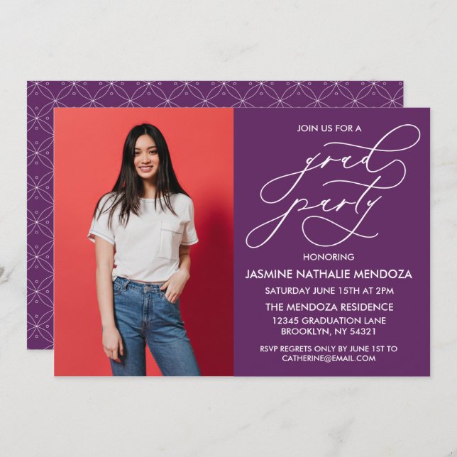 SIMPLE WHIMSICAL CALLIGRAPHY GRADUATION INVITATION (Front/Back)