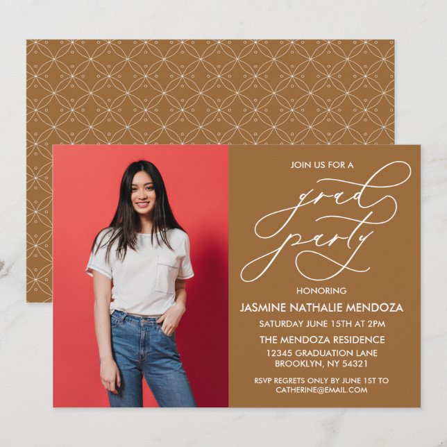 SIMPLE WHIMSICAL CALLIGRAPHY GRADUATION INVITATION (Front/Back)