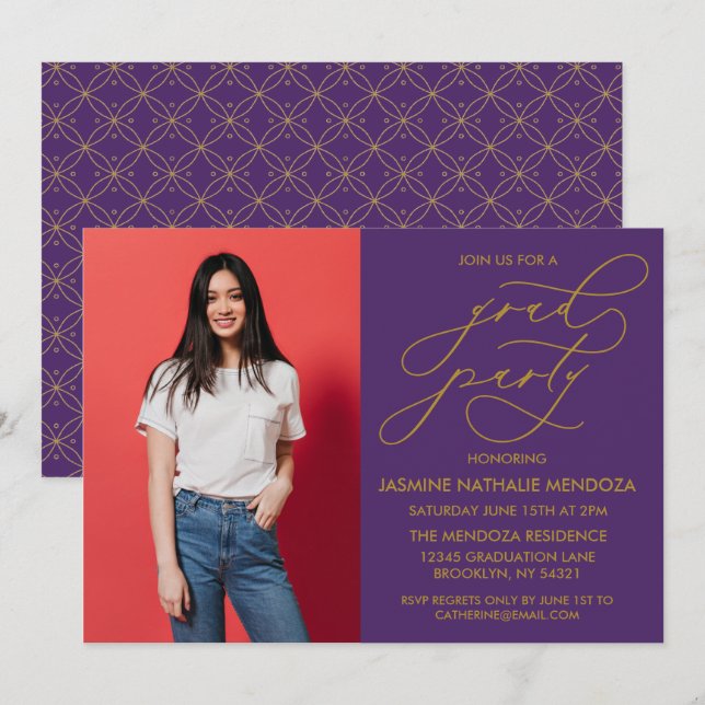 SIMPLE WHIMSICAL CALLIGRAPHY GRADUATION INVITATION (Front/Back)