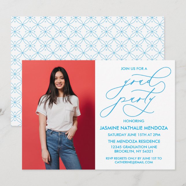 SIMPLE WHIMSICAL CALLIGRAPHY GRADUATION INVITATION (Front/Back)