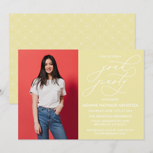 SIMPLE WHIMSICAL CALLIGRAPHY GRADUATION INVITATION (Front/Back)