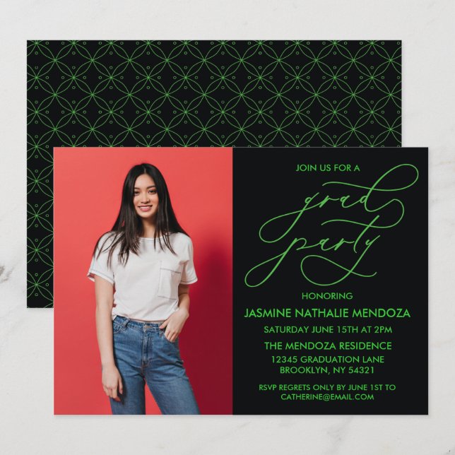 SIMPLE WHIMSICAL CALLIGRAPHY GRADUATION INVITATION (Front/Back)