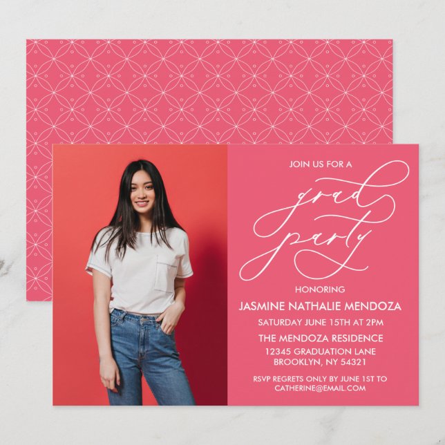 SIMPLE WHIMSICAL CALLIGRAPHY GRADUATION INVITATION (Front/Back)