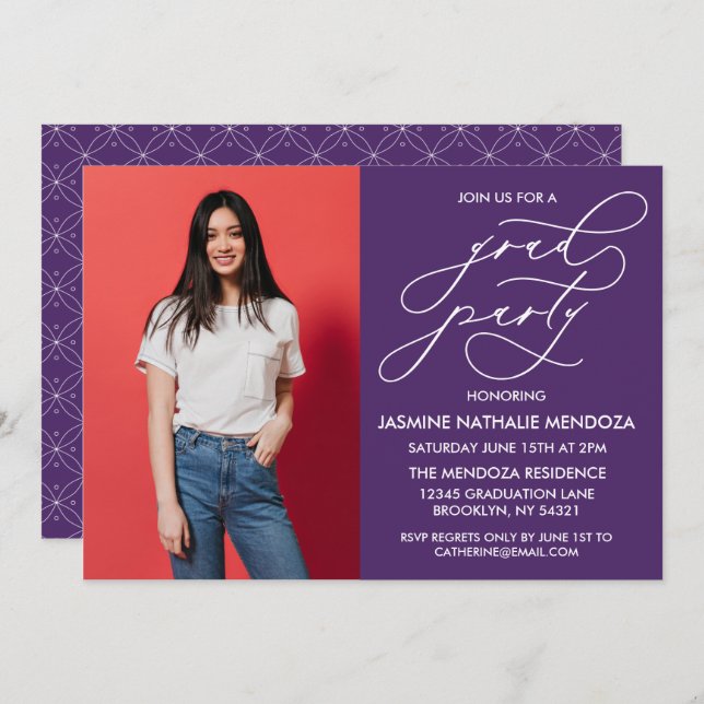 SIMPLE WHIMSICAL CALLIGRAPHY GRADUATION INVITATION (Front/Back)