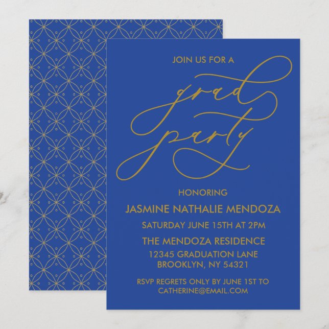 SIMPLE WHIMSICAL CALLIGRAPHY GRADUATION INVITATION (Front/Back)