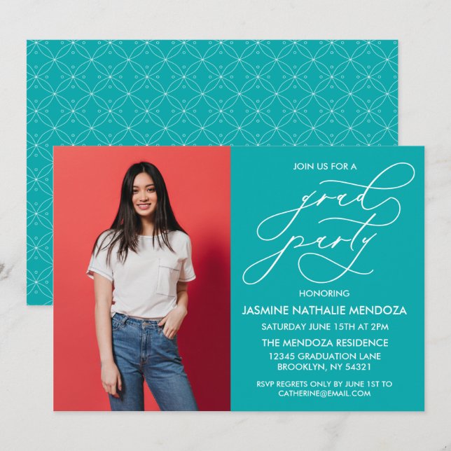 SIMPLE WHIMSICAL CALLIGRAPHY GRADUATION INVITATION (Front/Back)