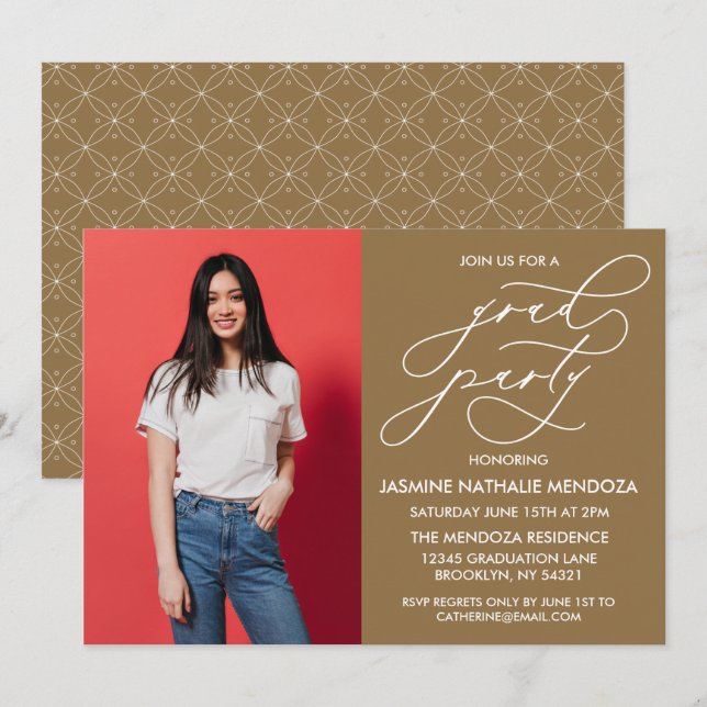 SIMPLE WHIMSICAL CALLIGRAPHY GRADUATION INVITATION (Front/Back)