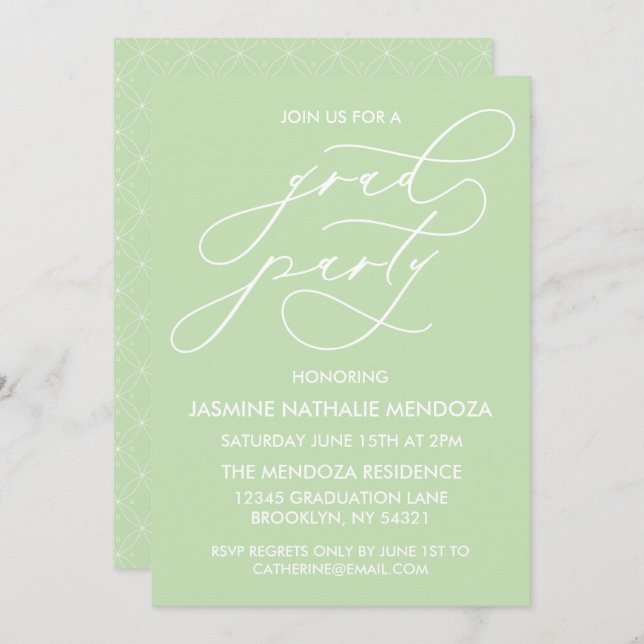 SIMPLE WHIMSICAL CALLIGRAPHY GRADUATION INVITATION (Front/Back)