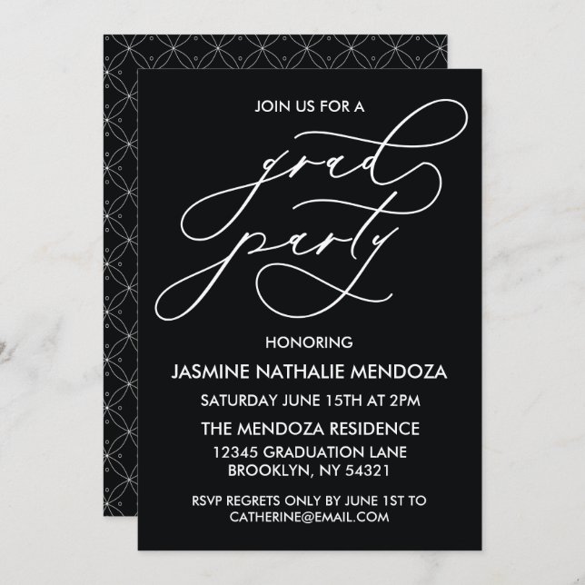 SIMPLE WHIMSICAL CALLIGRAPHY GRADUATION INVITATION (Front/Back)