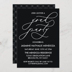 SIMPLE WHIMSICAL CALLIGRAPHY GRADUATION INVITATION