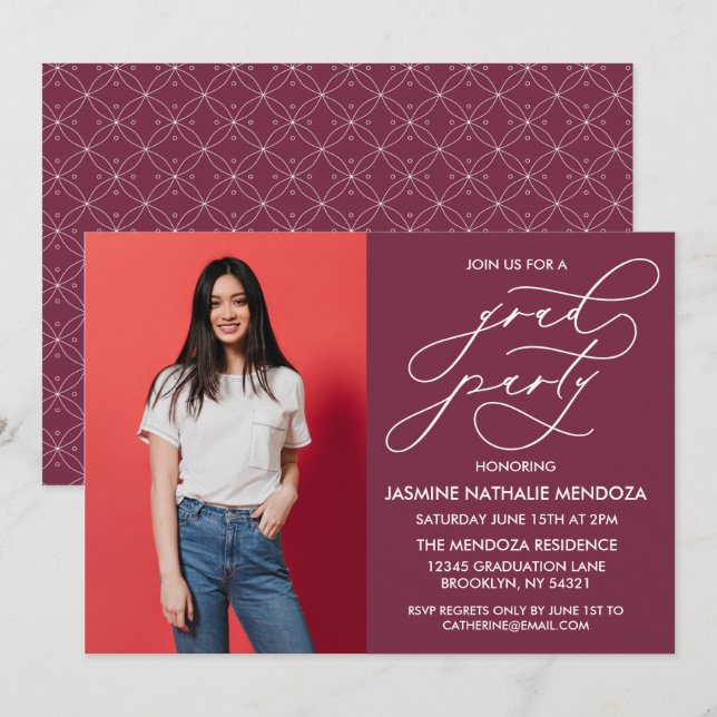 SIMPLE WHIMSICAL CALLIGRAPHY GRADUATION INVITATION (Front/Back)