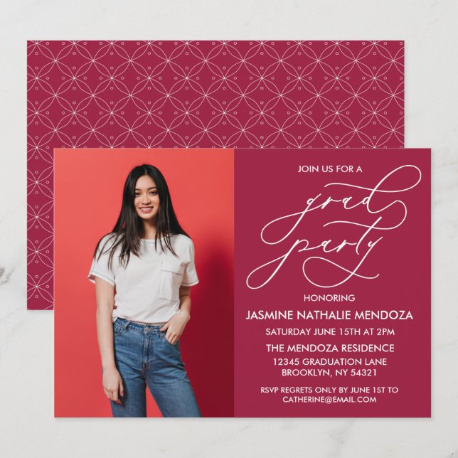 SIMPLE WHIMSICAL CALLIGRAPHY GRADUATION INVITATION (Front/Back)