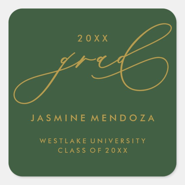 SIMPLE WHIMSICAL CALLIGRAPHY GRADUATION STICKER (Front)