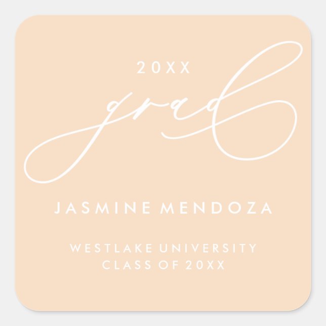 SIMPLE WHIMSICAL CALLIGRAPHY GRADUATION STICKER (Front)