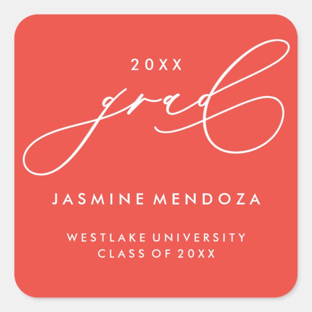 SIMPLE WHIMSICAL CALLIGRAPHY GRADUATION STICKER (Front)