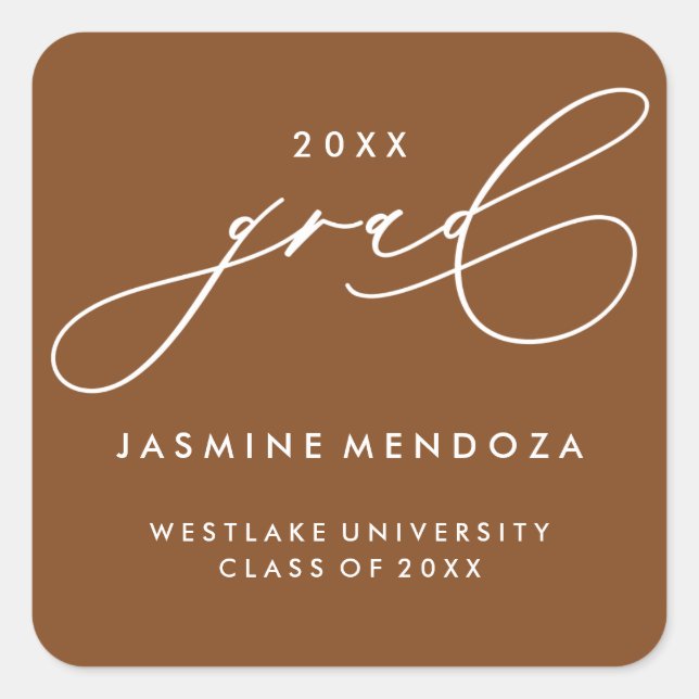 SIMPLE WHIMSICAL CALLIGRAPHY GRADUATION STICKER (Front)