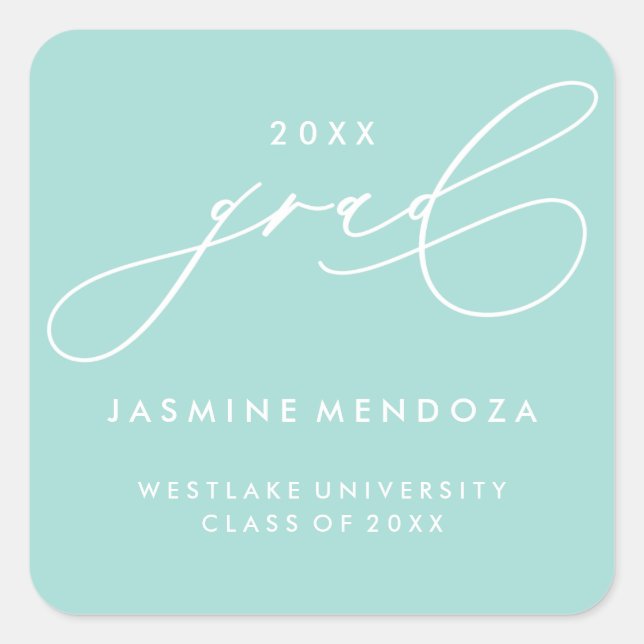 SIMPLE WHIMSICAL CALLIGRAPHY GRADUATION STICKER (Front)