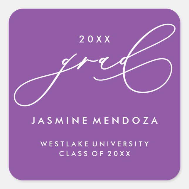 SIMPLE WHIMSICAL CALLIGRAPHY GRADUATION STICKER (Front)