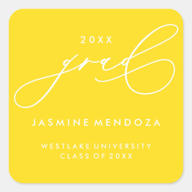 SIMPLE WHIMSICAL CALLIGRAPHY GRADUATION STICKER (Front)