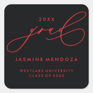 SIMPLE WHIMSICAL CALLIGRAPHY GRADUATION STICKER