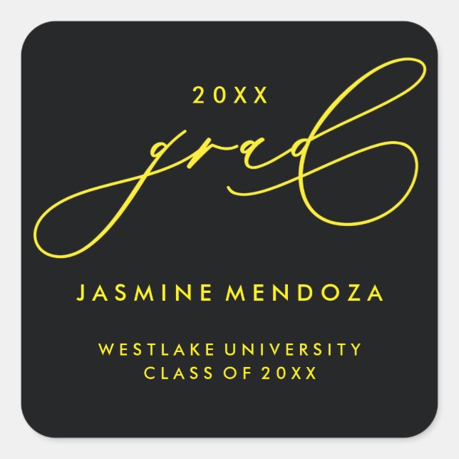 SIMPLE WHIMSICAL CALLIGRAPHY GRADUATION STICKER (Front)