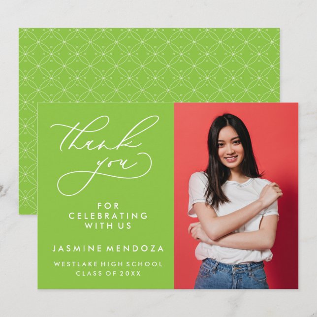 SIMPLE WHIMSICAL CALLIGRAPHY GRADUATION THANK YOU (Front/Back)