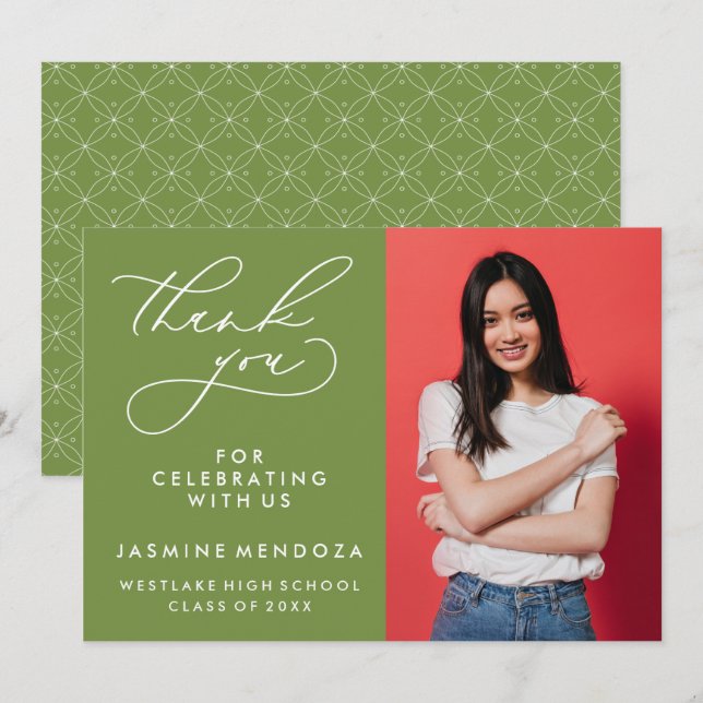 SIMPLE WHIMSICAL CALLIGRAPHY GRADUATION THANK YOU (Front/Back)