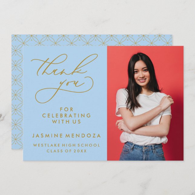 SIMPLE WHIMSICAL CALLIGRAPHY GRADUATION THANK YOU (Front/Back)