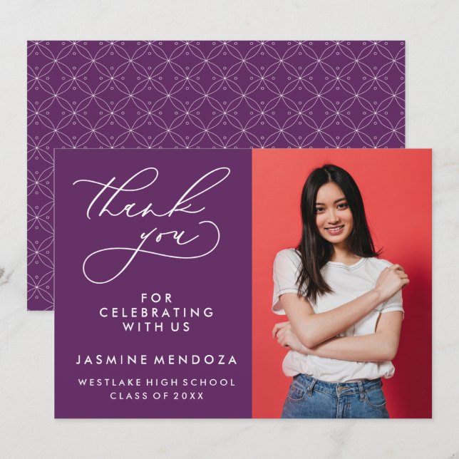 SIMPLE WHIMSICAL CALLIGRAPHY GRADUATION THANK YOU (Front/Back)