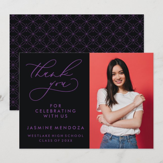 SIMPLE WHIMSICAL CALLIGRAPHY GRADUATION THANK YOU (Front/Back)