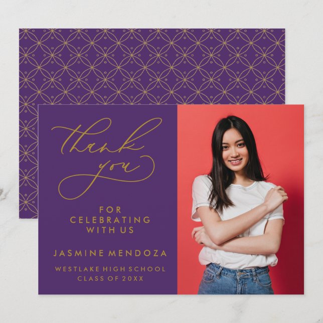 SIMPLE WHIMSICAL CALLIGRAPHY GRADUATION THANK YOU (Front/Back)