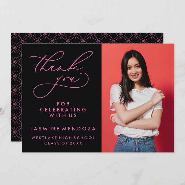 SIMPLE WHIMSICAL CALLIGRAPHY GRADUATION THANK YOU (Front/Back)