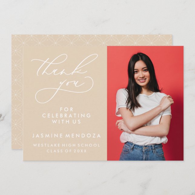 SIMPLE WHIMSICAL CALLIGRAPHY GRADUATION THANK YOU (Front/Back)