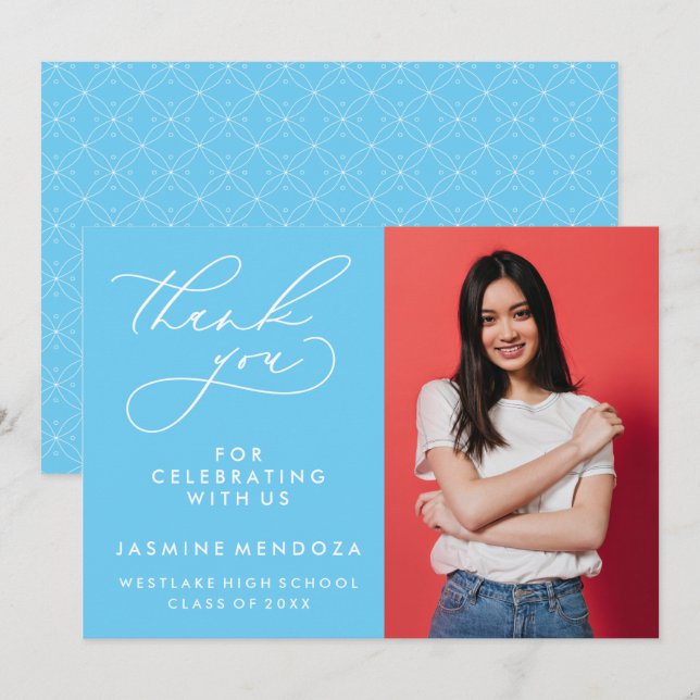SIMPLE WHIMSICAL CALLIGRAPHY GRADUATION THANK YOU CARD (Front/Back)