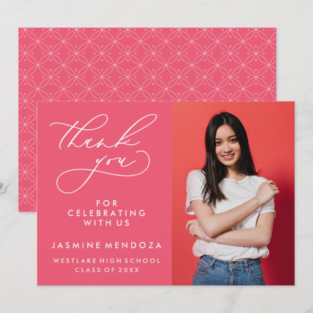 SIMPLE WHIMSICAL CALLIGRAPHY GRADUATION THANK YOU CARD (Front/Back)