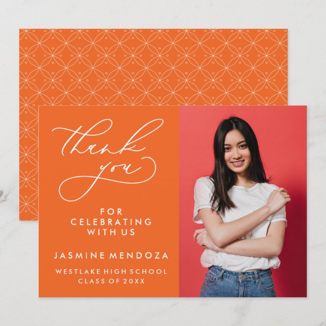 SIMPLE WHIMSICAL CALLIGRAPHY GRADUATION THANK YOU CARD (Front/Back)