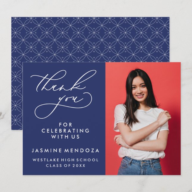 SIMPLE WHIMSICAL CALLIGRAPHY GRADUATION THANK YOU CARD (Front/Back)