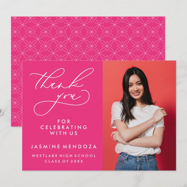 SIMPLE WHIMSICAL CALLIGRAPHY GRADUATION THANK YOU CARD (Front/Back)
