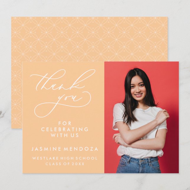 SIMPLE WHIMSICAL CALLIGRAPHY GRADUATION THANK YOU CARD (Front/Back)