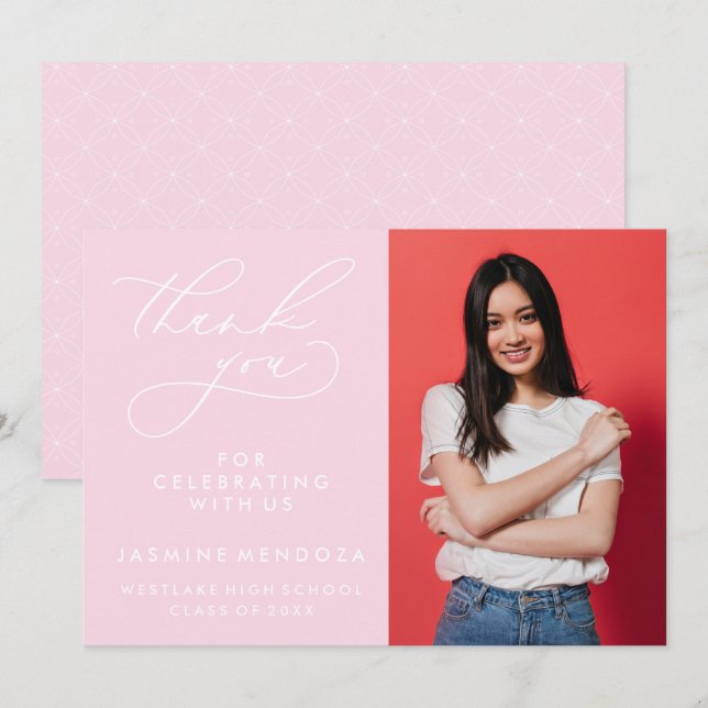 SIMPLE WHIMSICAL CALLIGRAPHY GRADUATION THANK YOU CARD (Front/Back)