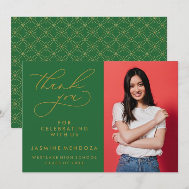 SIMPLE WHIMSICAL CALLIGRAPHY GRADUATION THANK YOU CARD (Front/Back)