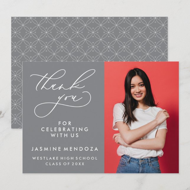 SIMPLE WHIMSICAL CALLIGRAPHY GRADUATION THANK YOU CARD (Front/Back)