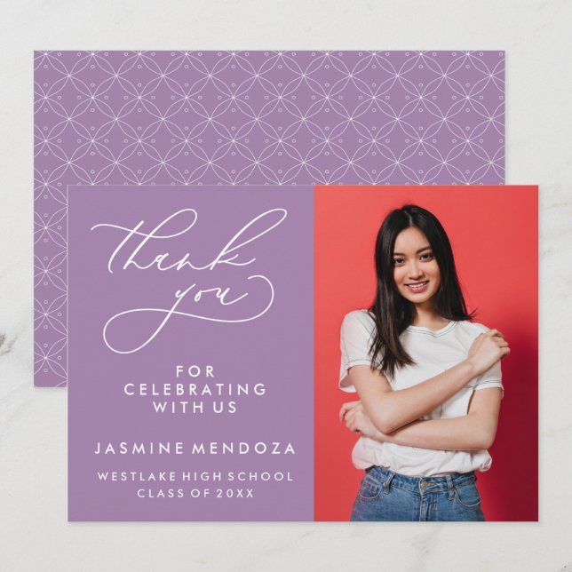 SIMPLE WHIMSICAL CALLIGRAPHY GRADUATION THANK YOU CARD (Front/Back)
