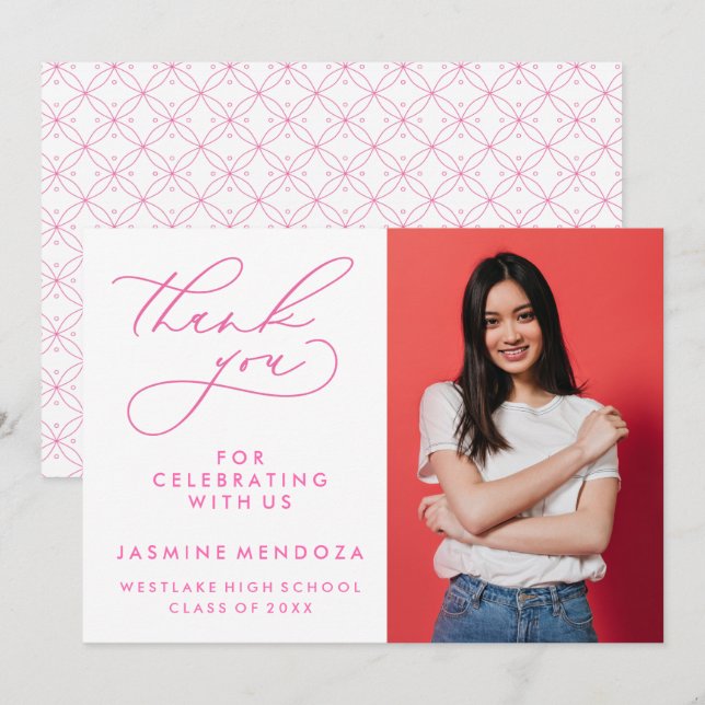 SIMPLE WHIMSICAL CALLIGRAPHY GRADUATION THANK YOU CARD (Front/Back)